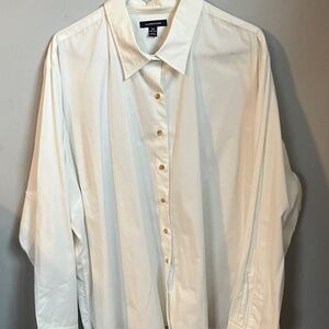 Lands' End Women’s Cream-White Button Front Dress Shirt